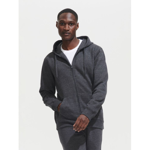 Толстовка мужская на молнии с капюшоном Seven Men, серый меланж