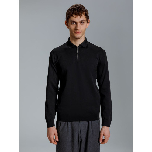 Рубашка поло мужская с длинным рукавом Terrazzo, черная