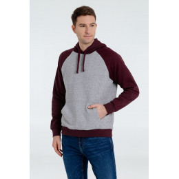 Толстовка унисекс Seattle, серый меланж с бордовым