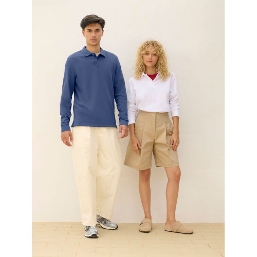 Рубашка поло унисекс с длинным рукавом Pacific LSL, синяя (джинс)