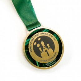 Медаль из акрила с пластиком 2-слойная с УФ-печатью D-50, толщина 10 мм